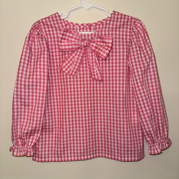 The Beaufort Bonnet Company Beatrice Bow Blouse Girls Size 4T Pink Gingham NWT - Picture 1 of 4